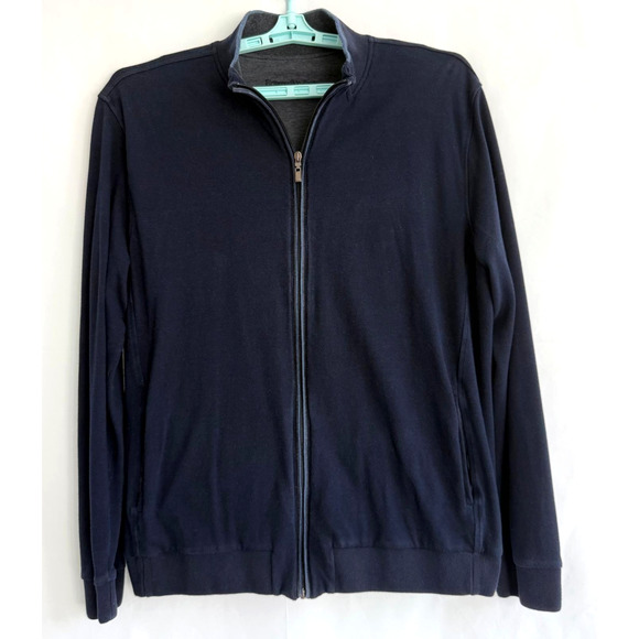 Ermenegildo Zegna Mens Navy Blue FullZip Knit Sweater Cardigan Cotton Tencel XXL - Picture 1 of 15